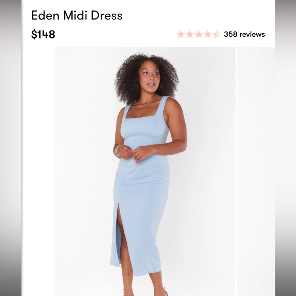 Show Me Your Mumu Eden Midi Dress Steel Blue Bridesmaid Dress Size L NWT